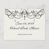 ストライプとダマスクのマスタードイエローとパープル 案内ポストカード (裏面)