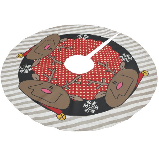 ストライプとドットトートトインディアホリデーツリースカート ブラッシュドポリエステルツリースカート (アングル)