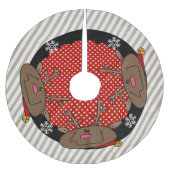 ストライプとドットトートトインディアホリデーツリースカート ブラッシュドポリエステルツリースカート (正面)