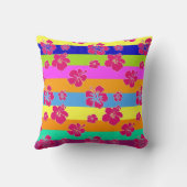 ストライプとハイビスカス枕 クッション (裏面)