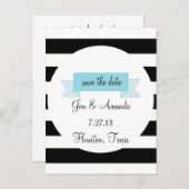 ストライプとバナー日付はがきを保存 案内ポストカード (正面/裏面)