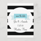 ストライプとバナー日付はがきを保存 案内ポストカード (正面)