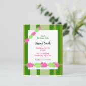 ストライプとリーフの誕生日招待状 招待状 (スタンド正面)