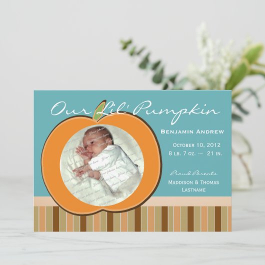 ストライプと写真のオレンジの赤ちゃん誕生 (スタンド正面)