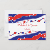 ストライプと星のカスタマイズ テーブル シーティング 出欠カード (裏面)