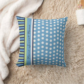 ストライプと水玉模様青緑枕 クッション (ブランケット)