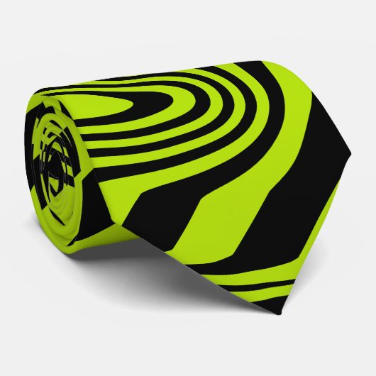 ストライプと渦巻き – ライムグリーンとブラック ネクタイ (ロール)