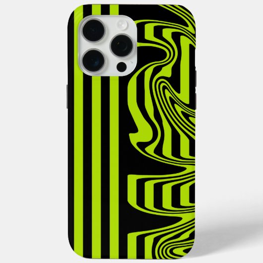 ストライプと渦巻き – ライムグリーンとブラック Case-Mate iPhoneケース (裏面)