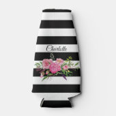 ストライプと牡丹パーソナライズされたボトルクール ボトルクーラー (正面)