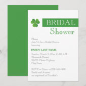 ストライプと緑のクローバー アイルランドのウェディング ブライダル シャワー 招待状 (正面/裏面)