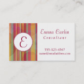 ストライプなカラフル及び円が付いているモダンなモノグラム 名刺 (正面)