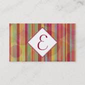 ストライプなカラフル及び円が付いているモダンなモノグラム 名刺 (正面)