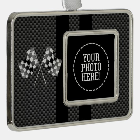 ストライプなカーボン繊維のスタイルの旗のデザインの競争 シルバープレートフレームオーナメント (右)