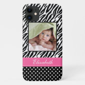 ストライプなシマウマおよび水玉模様のカスタムの写真 Case-Mate iPhoneケース (裏面)