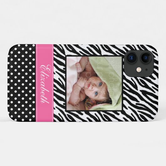 ストライプなシマウマおよび水玉模様のカスタムの写真 Case-Mate iPhoneケース (裏面(横))
