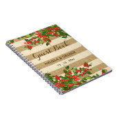 ストライプなバーラップおよびクリスマスのYauponヒイラギ ノートブック (右側)