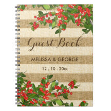 ストライプなバーラップおよびクリスマスのYauponヒイラギ