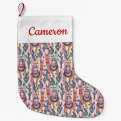 ストライプなパターンのあなたの一流の|のラマを加えて下さい スモールクリスマスストッキング (正面)