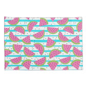 ストライプなパターンのネオンスイカ 枕カバー (裏面-右)