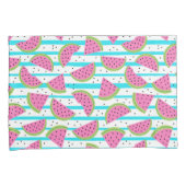 ストライプなパターンのネオンスイカ 枕カバー (正面右)