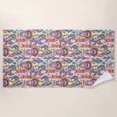 ストライプなパターンのラマ ビーチタオル (正面)