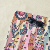 ストライプなパターンのラマ ビーチタオル (インサイチュ)