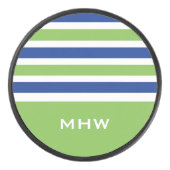 ストライプなパターンカスタムなモノグラムのアイスホッケー用パック アイスホッケーパック (正面)