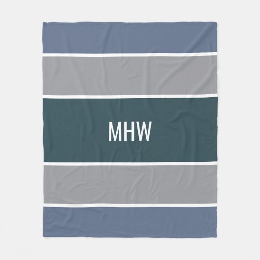 ストライプなパターンカスタムなモノグラムのフリースブランケット フリースブランケット (正面)