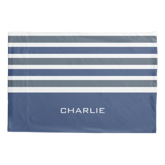 ストライプなパターンカスタムなモノグラムの枕カバー 枕カバー (裏面)