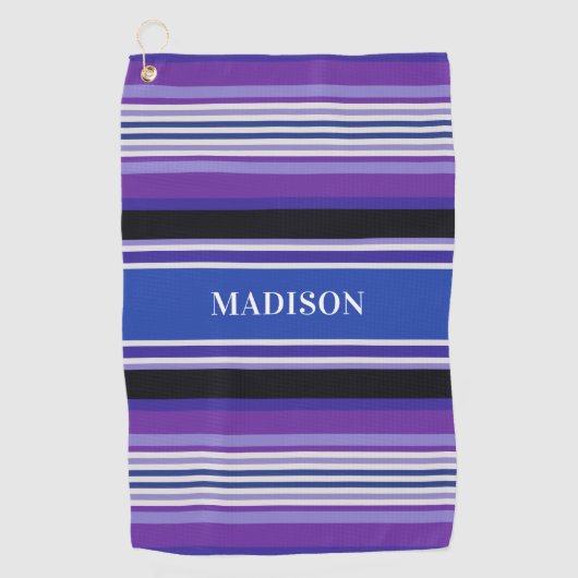 ストライプなパターン名前をカスタムするのゴルフタオル ゴルフタオル (正面)