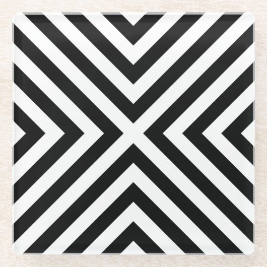 ストライプなパターン ガラスコースター (正面)