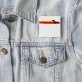 ストライプなボタンを持つDachsund 缶バッジ (インサイチュ)