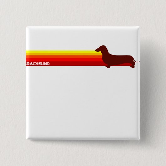 ストライプなボタンを持つDachsund 缶バッジ (正面)