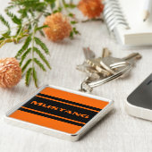 ストライプなムスタングKeychainを競争させるオレンジ黒 キーホルダー (側面)