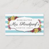 ストライプなヴィンテージのバラのハンドメイドの石鹸の名刺 名刺 (正面)