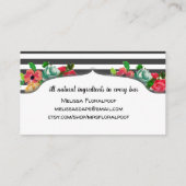 ストライプなヴィンテージの花のハンドメイドの石鹸の名刺 名刺 (裏面)