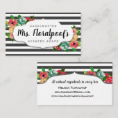 ストライプなヴィンテージの花のハンドメイドの石鹸の名刺 名刺 (正面/裏面)