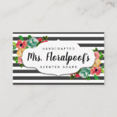 ストライプなヴィンテージの花のハンドメイドの石鹸の名刺 名刺 (正面)