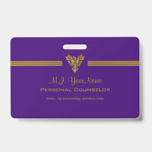 ストライプな個人的なカウンセラーの贅沢および金ゴールドフェニックス バッジ (Front)