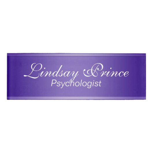 ストライプな勾配-薄紫のバイオレット + あなたのアイディア 名札 (正面)