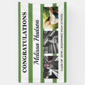 ストライプな卒業3の写真の緑の白 横断幕 (縦)