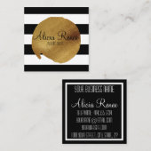 ストライプな及び金ゴールドのスタンプを持つメーキャップアーティスト スクエア名刺 (正面/裏面)