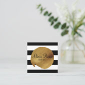 ストライプな及び金ゴールドのスタンプを持つメーキャップアーティスト スクエア名刺 (スタンド正面)