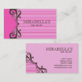 ストライプな名刺の渦巻のピンクブラウン 名刺 (正面/裏面)