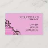 ストライプな名刺の渦巻のピンクブラウン 名刺 (裏面)