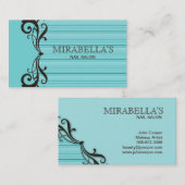 ストライプな名刺の渦巻の青緑ブラウン 名刺 (正面/裏面)