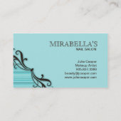 ストライプな名刺の渦巻の青緑ブラウン 名刺 (裏面)