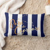 "ストライプな山羊座"の(占星術の)十二宮図海軍および金ゴールド生まれて下さい ランバークッション (ブランケット)