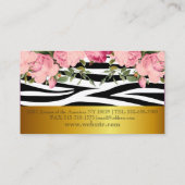 ストライプな洗練された人のシマウマおよびバラ 名刺 (裏面)