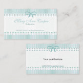 ストライプな点のかわいいベビーシッターの敏感で青い弓 名刺 (正面/裏面)